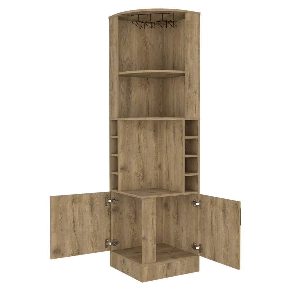 Natural Corner Bar Cabinet With Eleven Shelves By Homeroots | Cabinets | Modishstore - 3