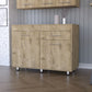 Natural Console Accent Cabinet With Three Shelves And One Drawer By Homeroots | Cabinets | Modishstore - 2