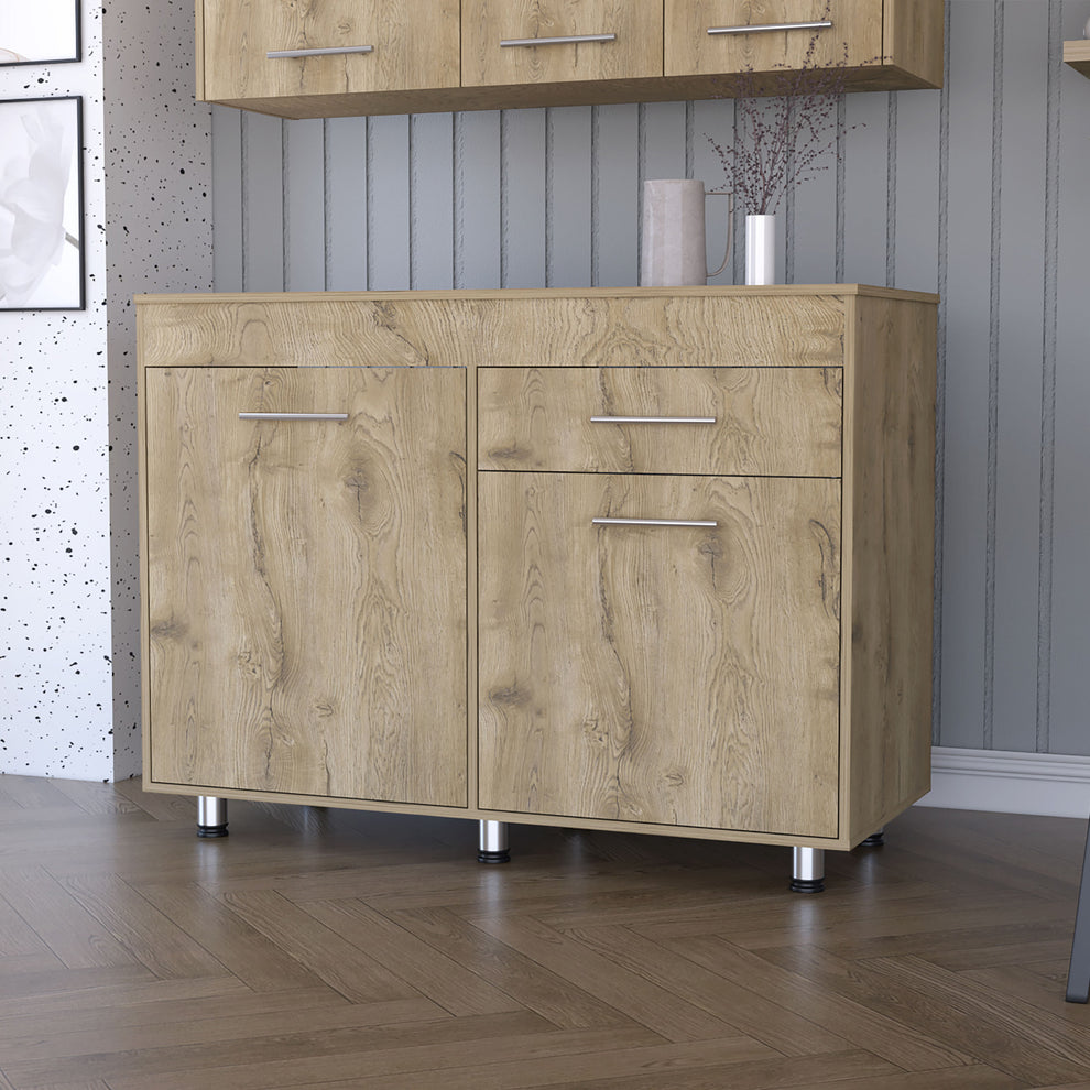 Natural Console Accent Cabinet With Three Shelves And One Drawer By Homeroots | Cabinets | Modishstore - 2