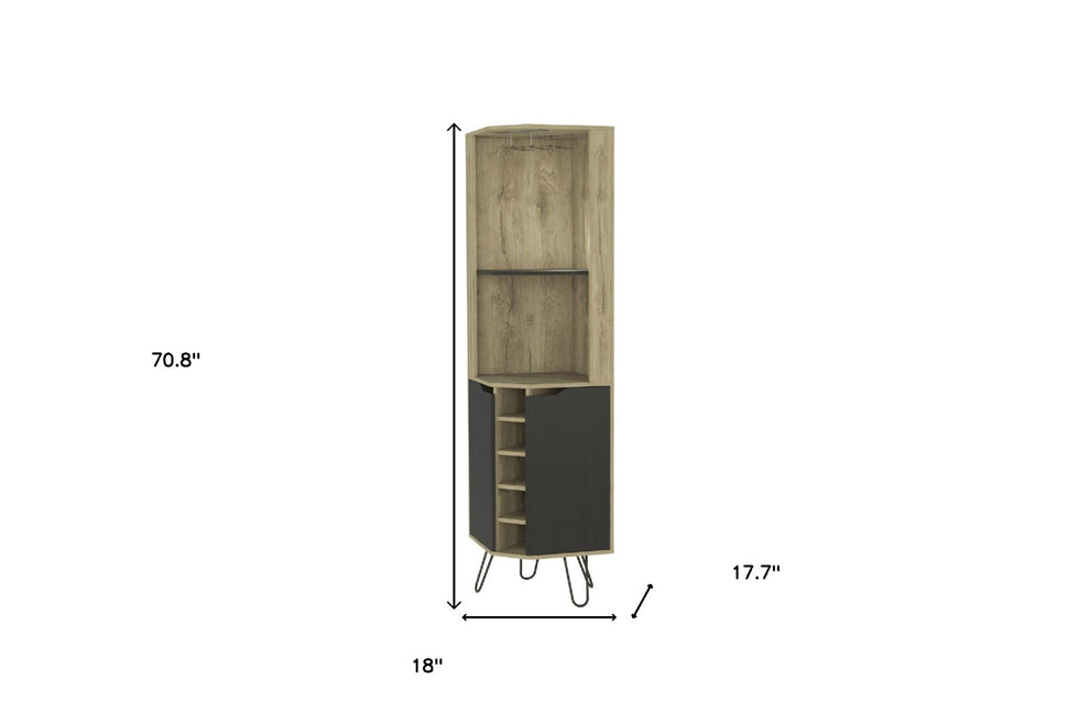 Black One Cabinet Faux Wood Nightstand By Homeroots | Nightstands | Modishstore - 6