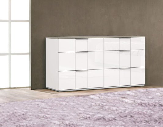 White Six Drawer Double Dresser By Homeroots | Dressers | Modishstore - 1