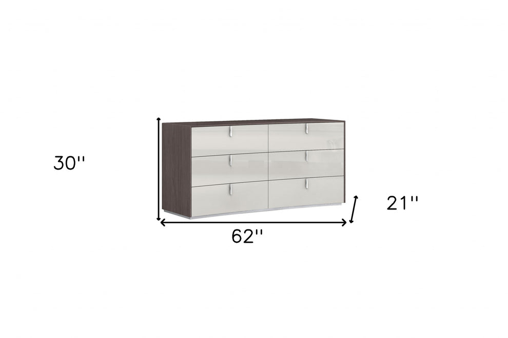 Gray Six Drawer Double Dresser By Homeroots | Dressers | Modishstore - 3