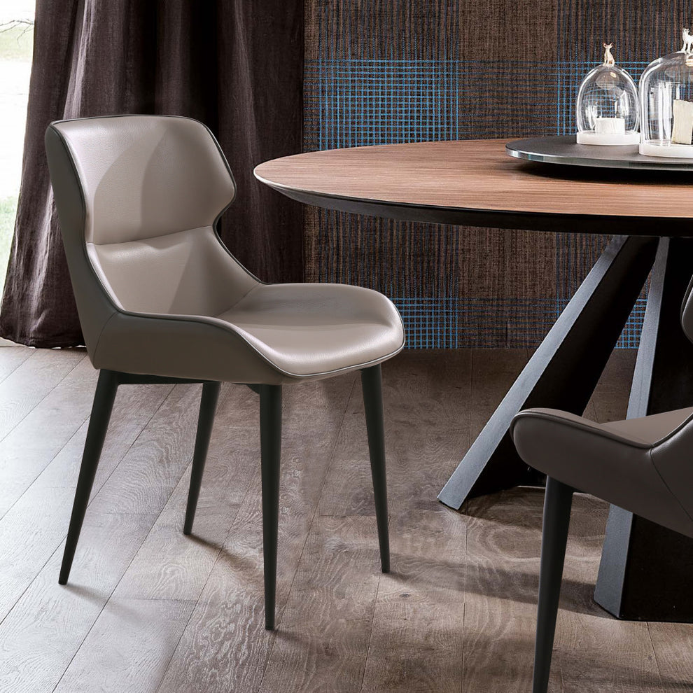 Gray And Black Upholstered Faux Leather Dining Side Chair By Homeroots | Dining Chairs | Modishstore - 3