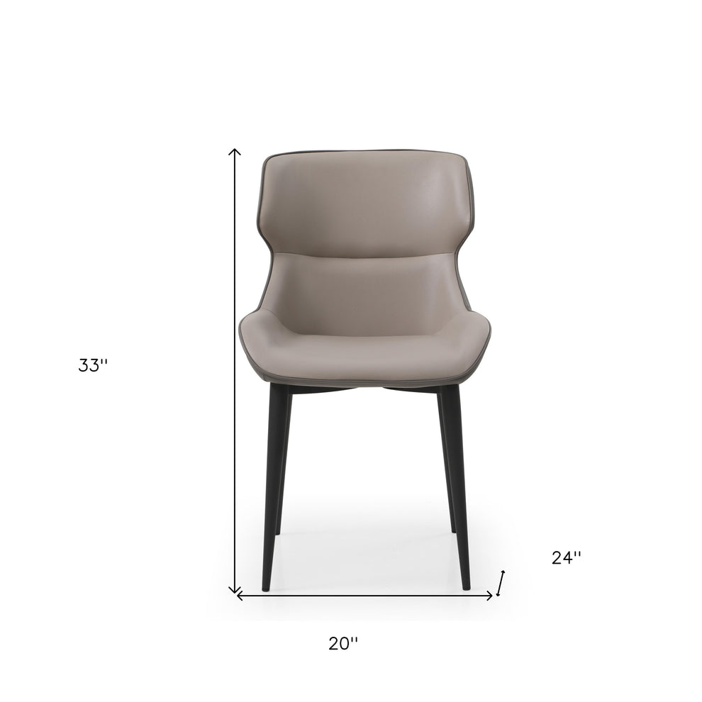 Gray And Black Upholstered Faux Leather Dining Side Chair By Homeroots | Dining Chairs | Modishstore - 4