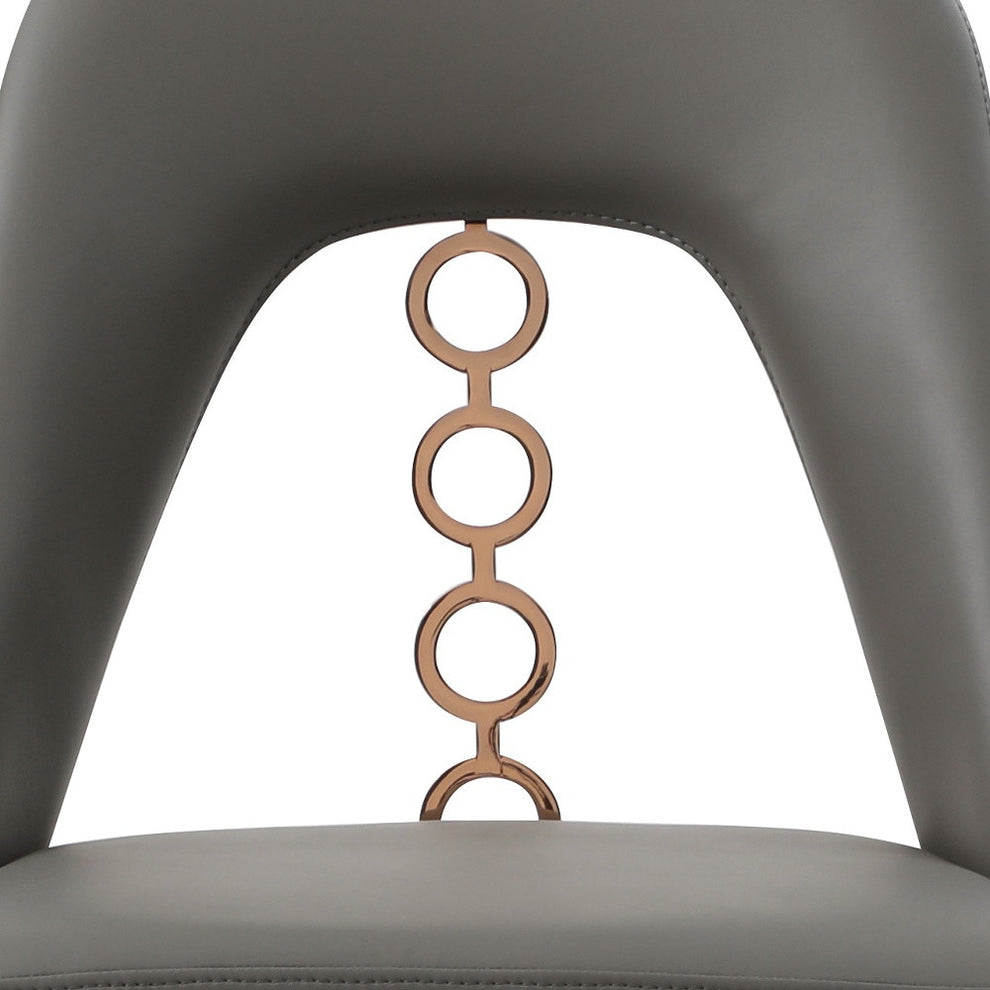 Set of Two Gray Faux Leather Dining Side Chairs With Rose Gold Accents By Homeroots | Dining Chairs | Modishstore - 5