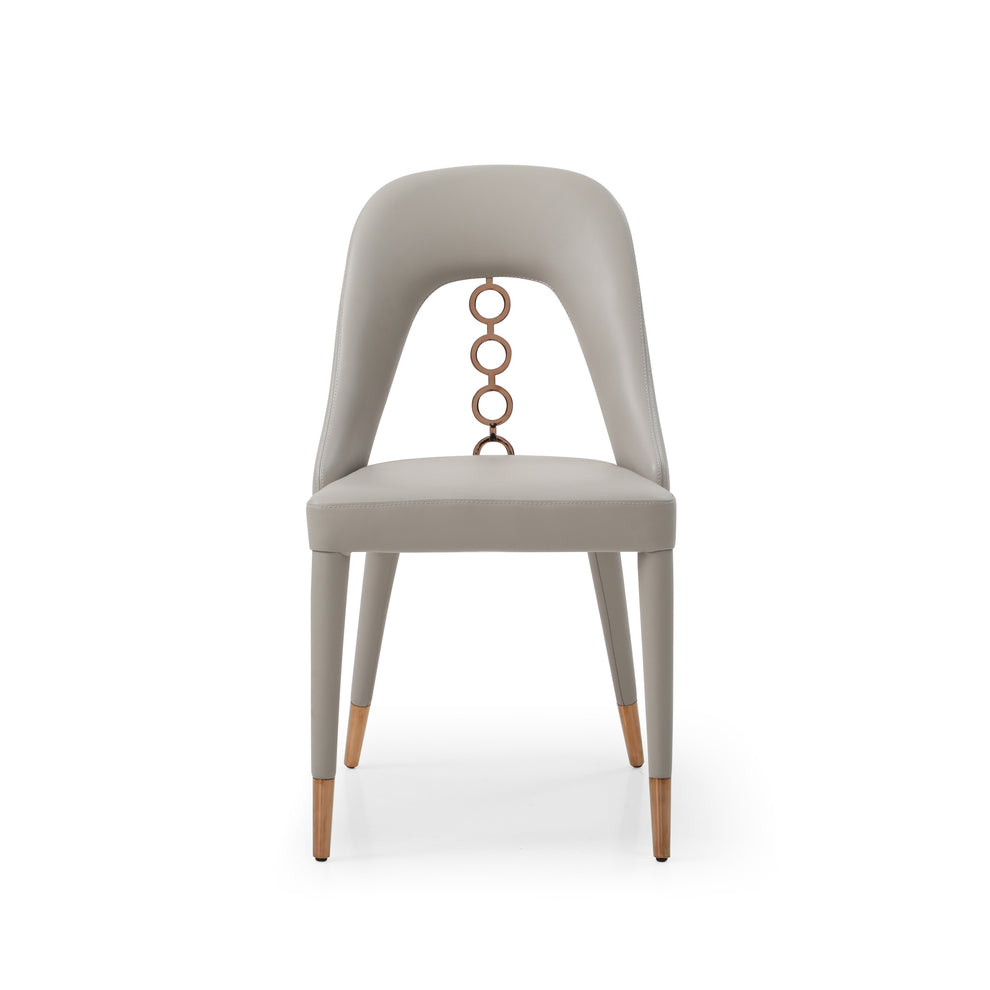 Set of Two Light Gray Faux Leather Dining Side Chairs With Rose Gold Accents By Homeroots | Dining Chairs | Modishstore - 3
