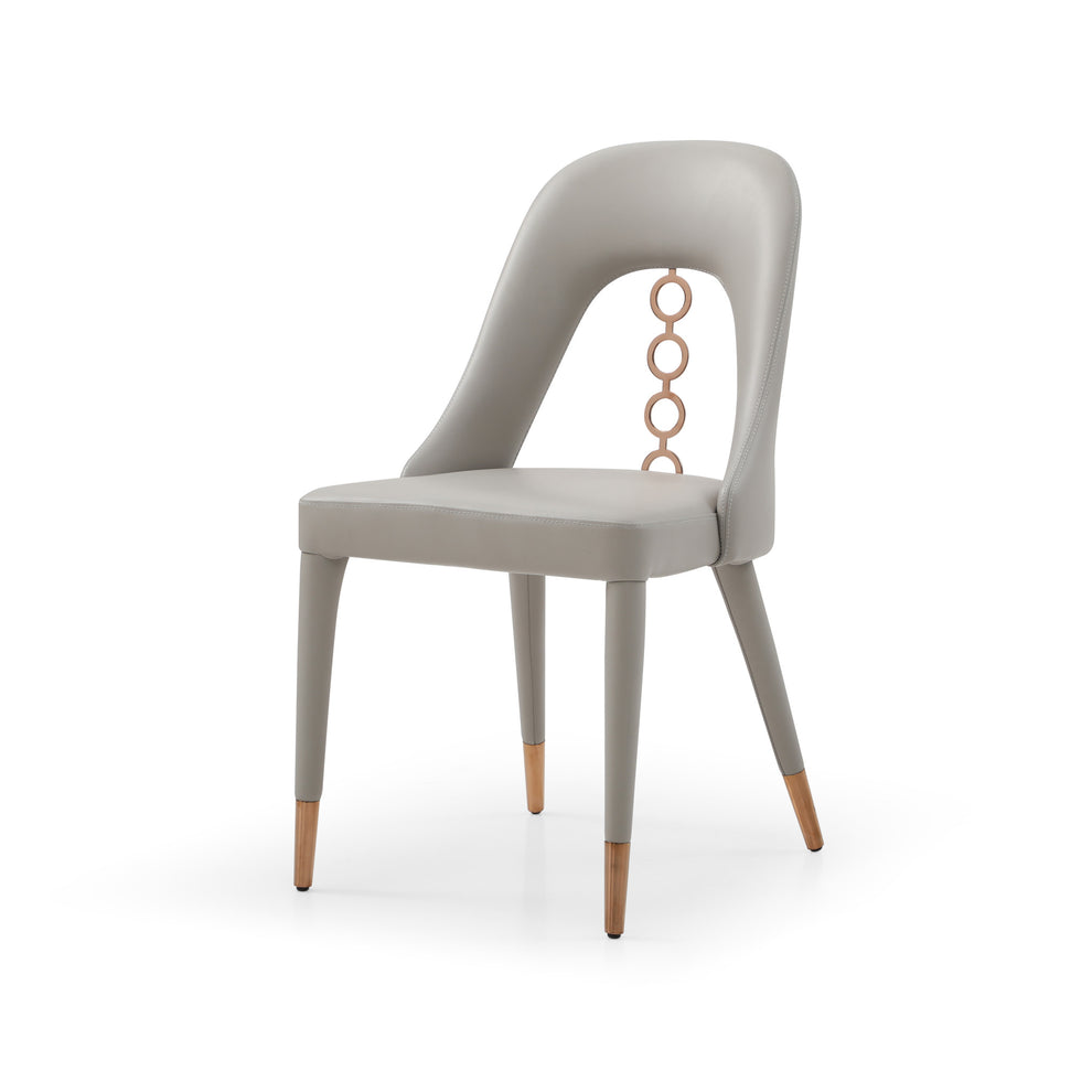 Set of Two Light Gray Faux Leather Dining Side Chairs With Rose Gold Accents By Homeroots | Dining Chairs | Modishstore - 4