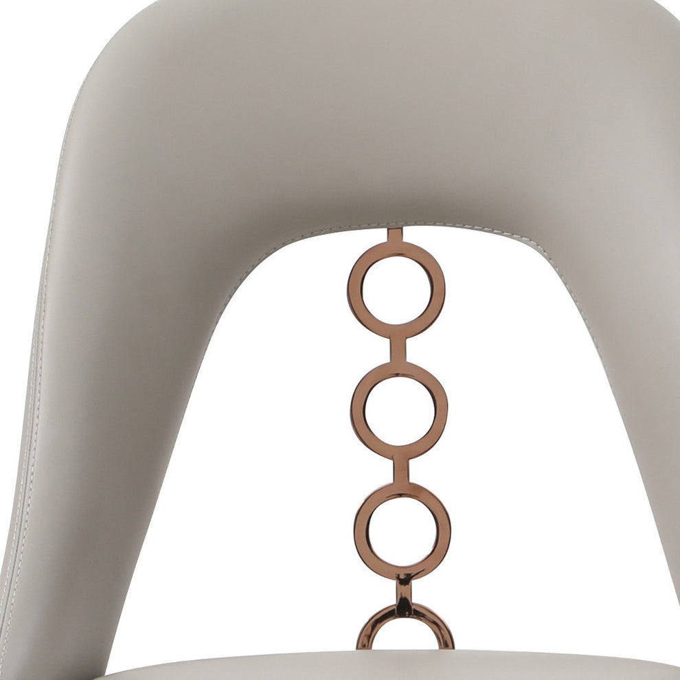 Set of Two Light Gray Faux Leather Dining Side Chairs With Rose Gold Accents By Homeroots | Dining Chairs | Modishstore - 5