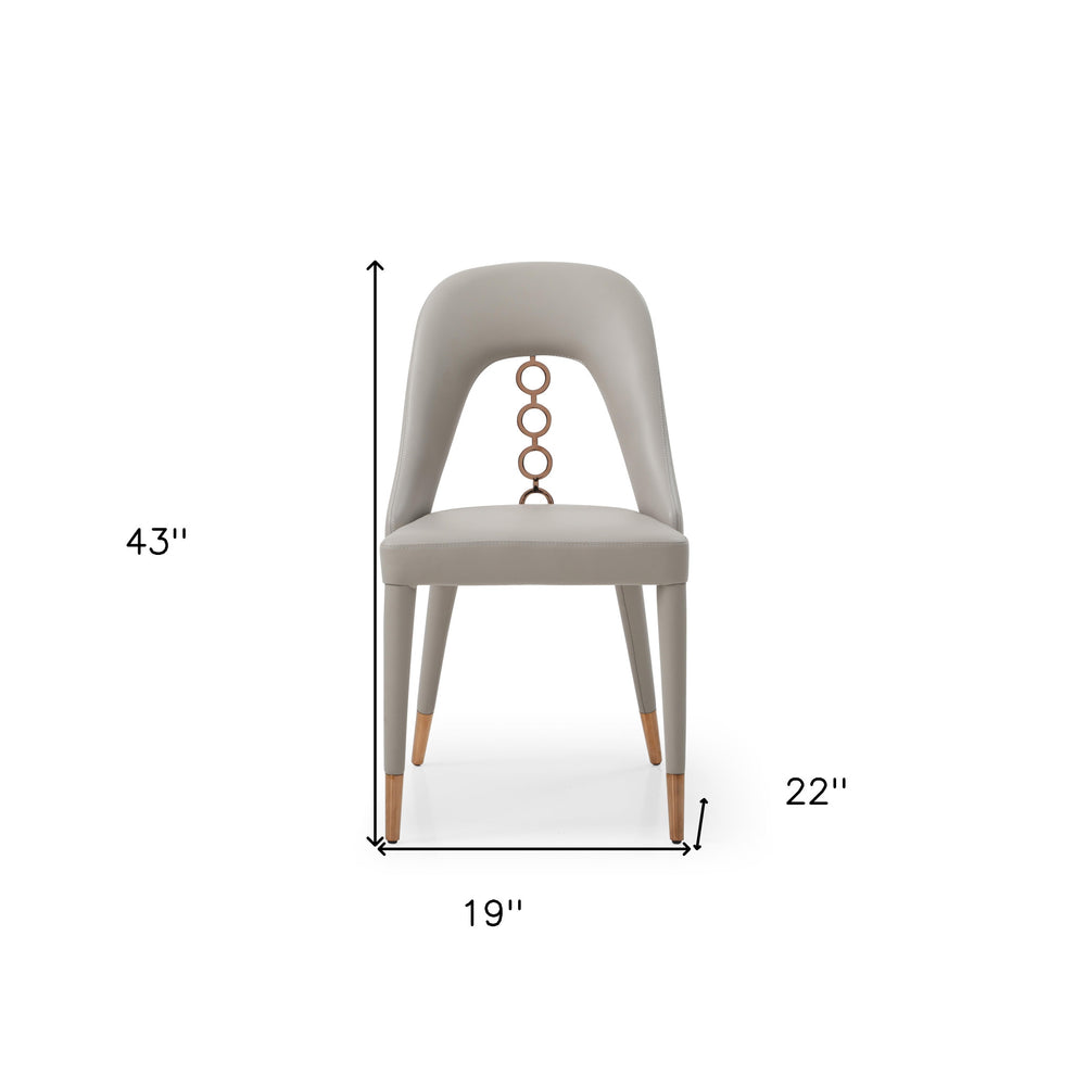 Set of Two Light Gray Faux Leather Dining Side Chairs With Rose Gold Accents By Homeroots | Dining Chairs | Modishstore - 6