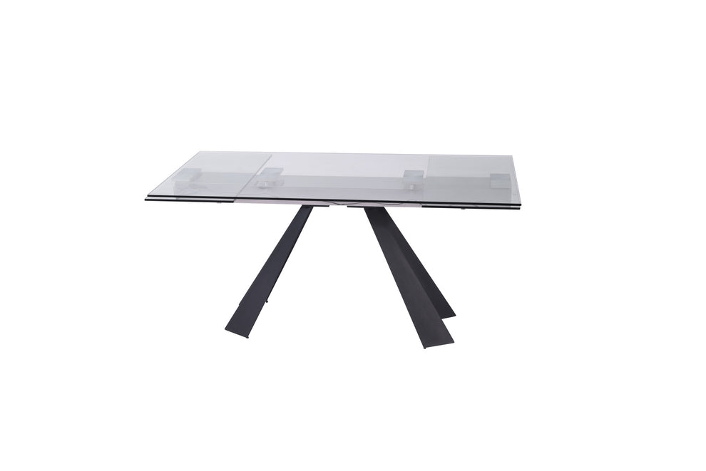Clear And Black Glass And Metal Drop Leaf Pedestal Base Dining Table By Homeroots | Dining Tables | Modishstore - 4