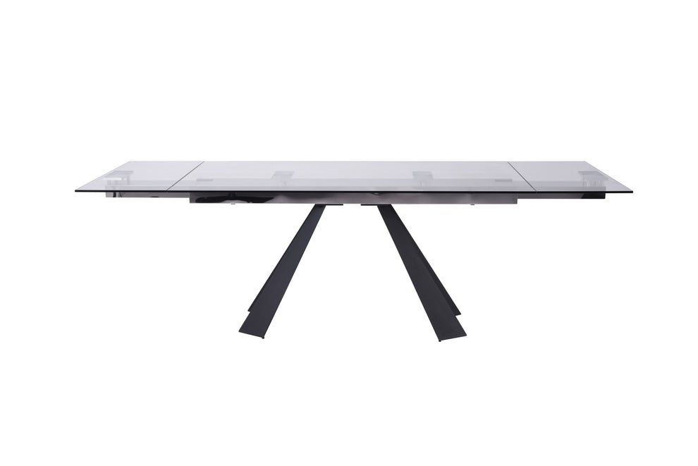 Clear And Black Glass And Metal Drop Leaf Pedestal Base Dining Table By Homeroots | Dining Tables | Modishstore - 5