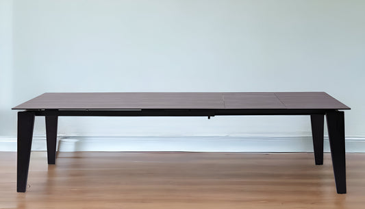 Gray And Black Ceramic And Solid Wood Drop Leaf Dining Table By Homeroots | Dining Tables | Modishstore - 1