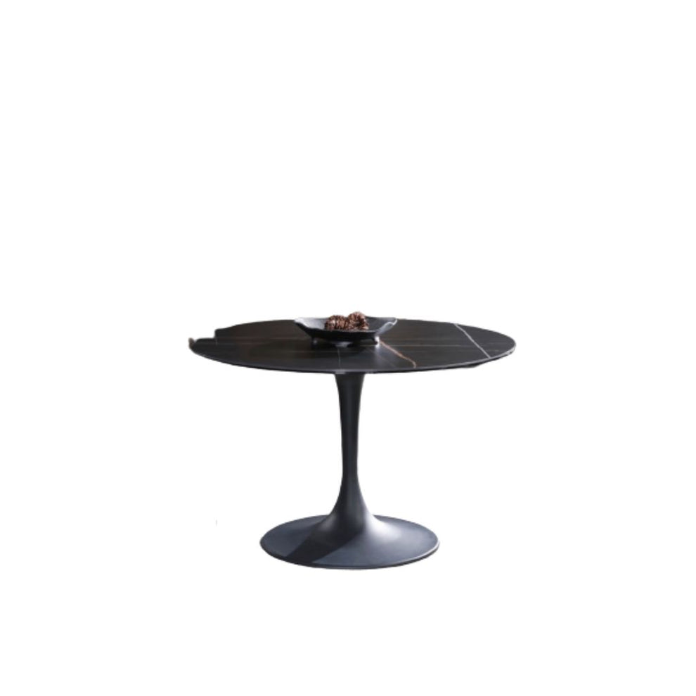 Black Rounded Ceramic And Metal Pedestal Base Dining Table By Homeroots | Dining Tables | Modishstore - 2