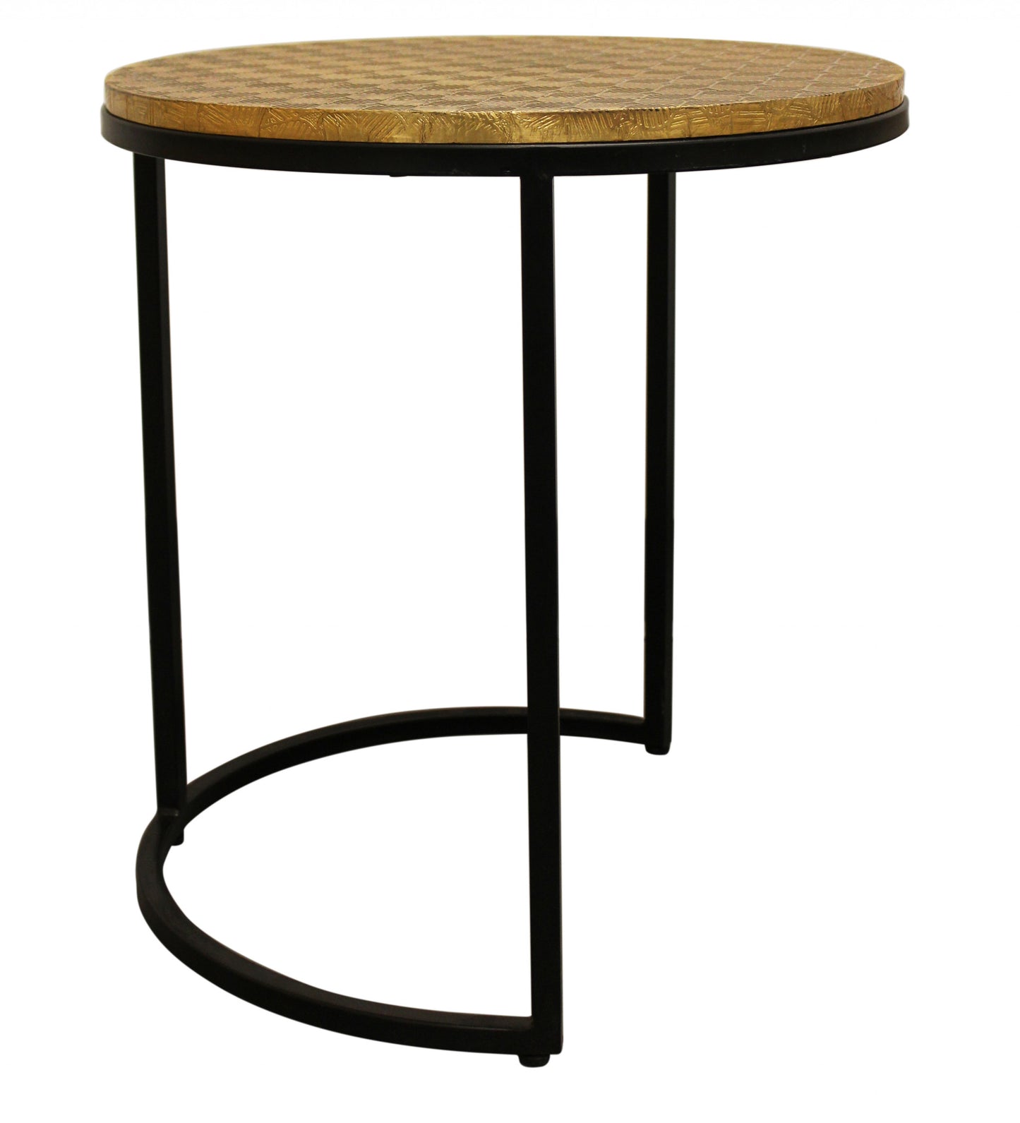 Set Of Three Black And Brass Round Nested Tables By Homeroots | End Tables | Modishstore - 5