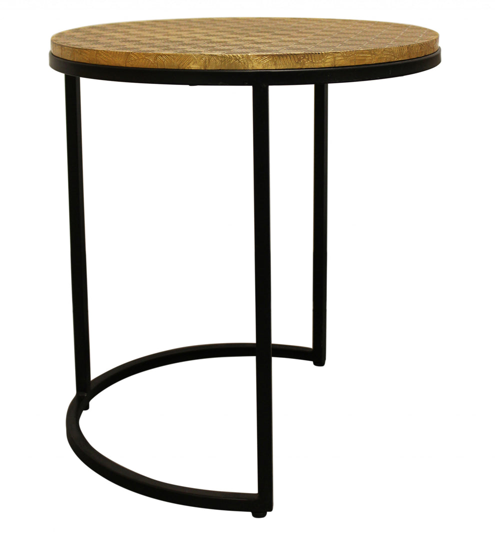Set Of Three Black And Brass Round Nested Tables By Homeroots | End Tables | Modishstore - 5