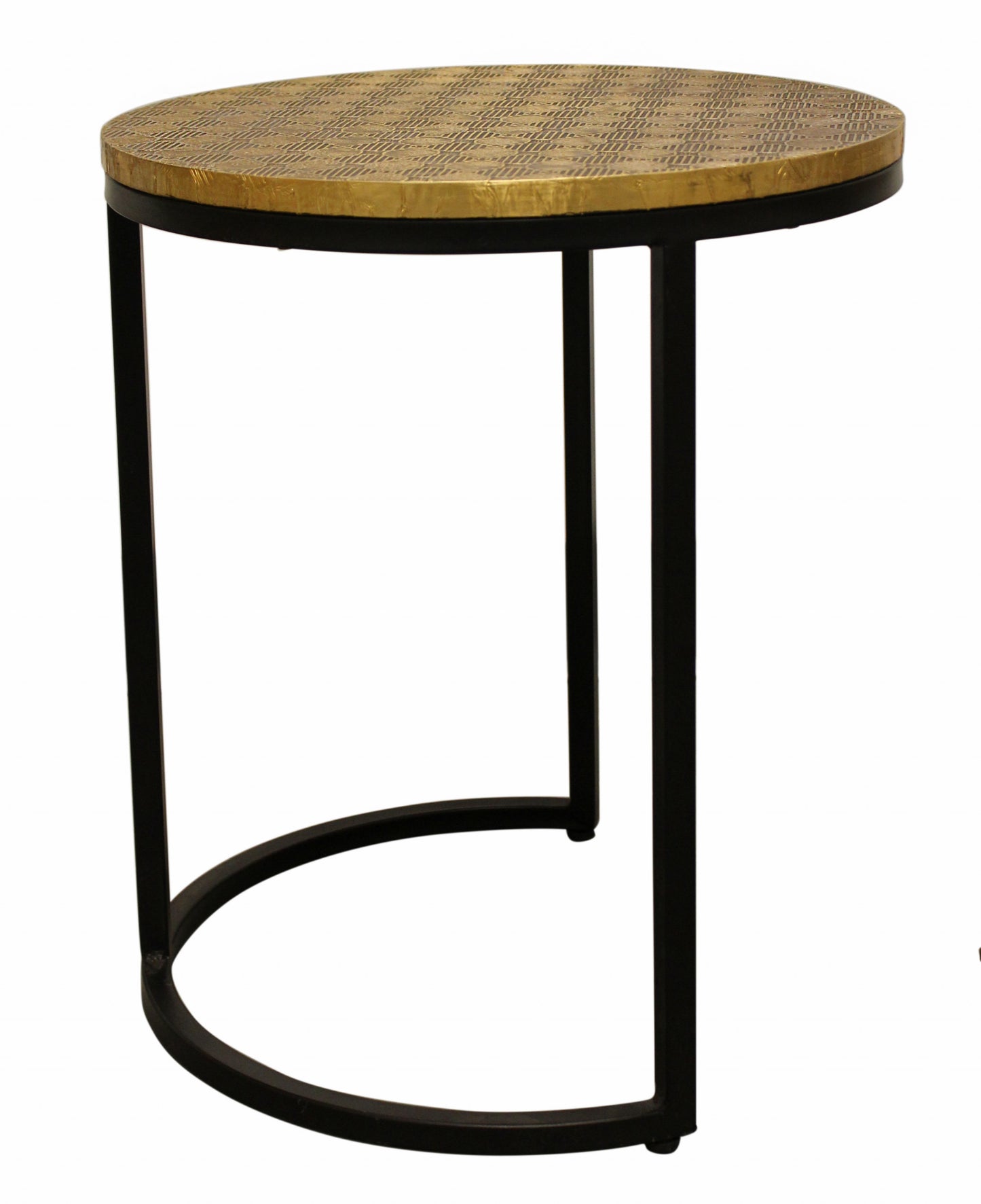 Set Of Three Black And Brass Round Nested Tables By Homeroots | End Tables | Modishstore - 4