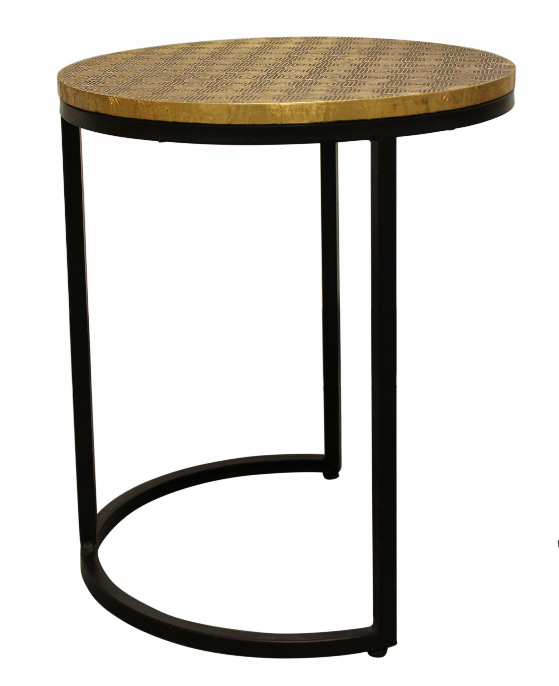 Set Of Three Black And Brass Round Nested Tables By Homeroots | End Tables | Modishstore - 4
