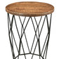 Black And Natural Brown Solid Wood And Iron Round End Table By Homeroots | End Tables | Modishstore - 1