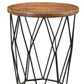 Black And Natural Brown Solid Wood And Iron Round End Table By Homeroots | End Tables | Modishstore - 5