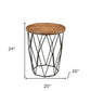 Black And Natural Brown Solid Wood And Iron Round End Table By Homeroots | End Tables | Modishstore - 4