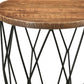 Black And Natural Brown Solid Wood And Iron Round End Table By Homeroots | End Tables | Modishstore - 3