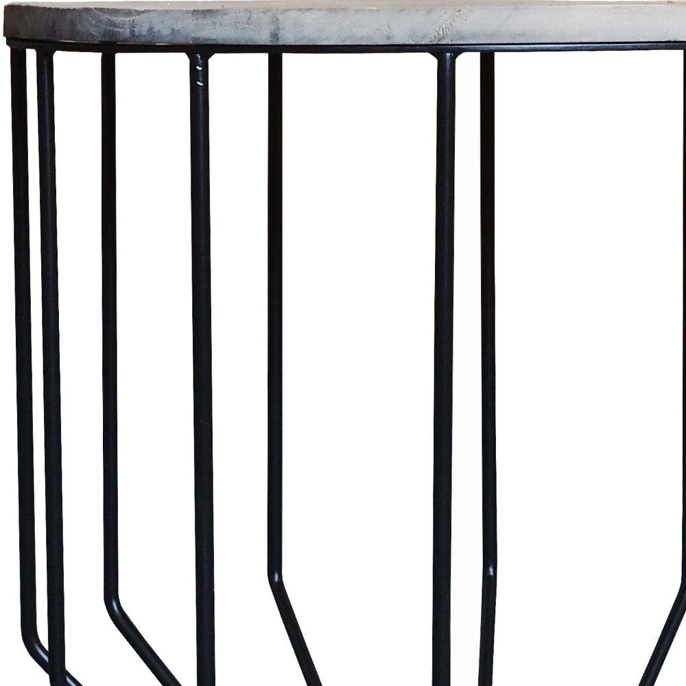 Black And Brown Solid Wood And Iron Round End Table By Homeroots | End Tables | Modishstore - 3