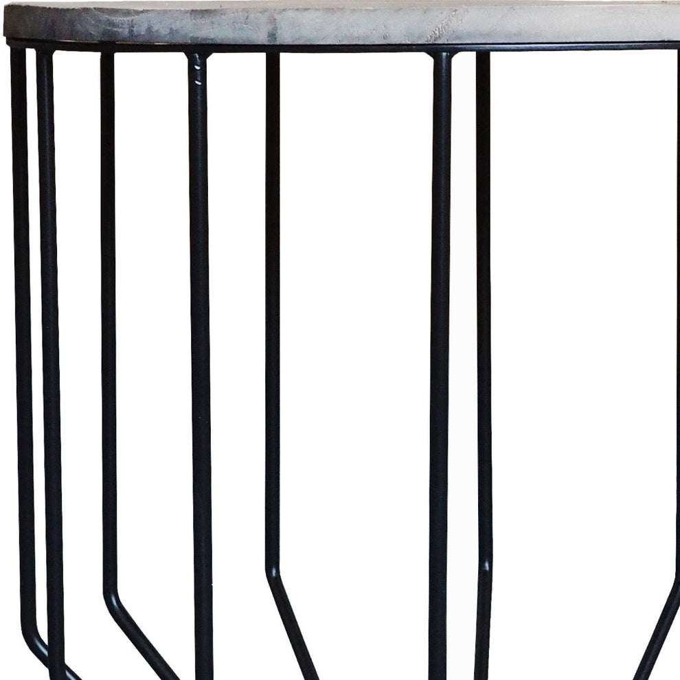 Black And Brown Solid Wood And Iron Round End Table By Homeroots | End Tables | Modishstore - 3