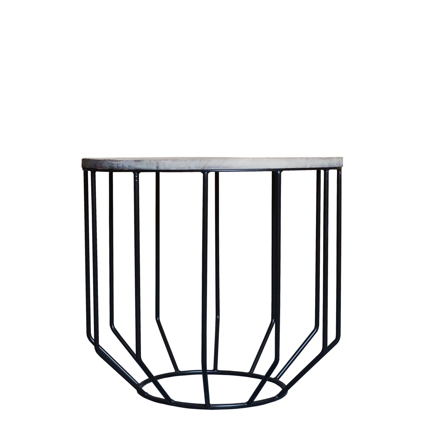 Black And Brown Solid Wood And Iron Round End Table By Homeroots | End Tables | Modishstore - 1