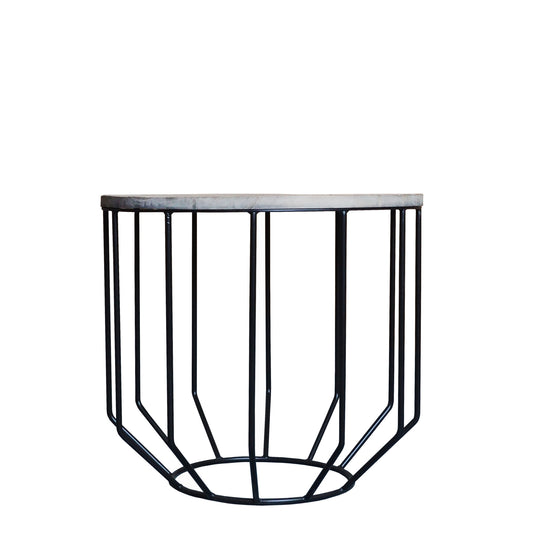 Black And Brown Solid Wood And Iron Round End Table By Homeroots | End Tables | Modishstore - 1