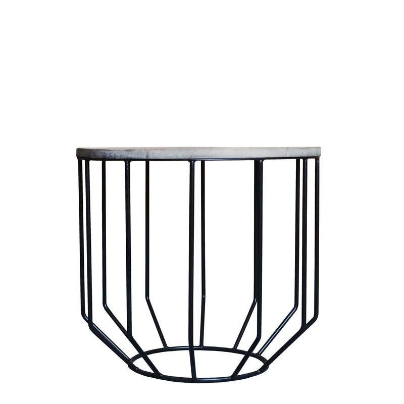 Black And Brown Solid Wood And Iron Round End Table By Homeroots | End Tables | Modishstore - 1