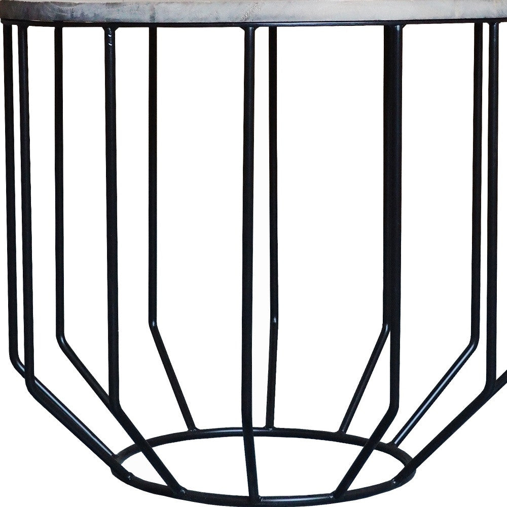 Black And Brown Solid Wood And Iron Round End Table By Homeroots | End Tables | Modishstore - 5