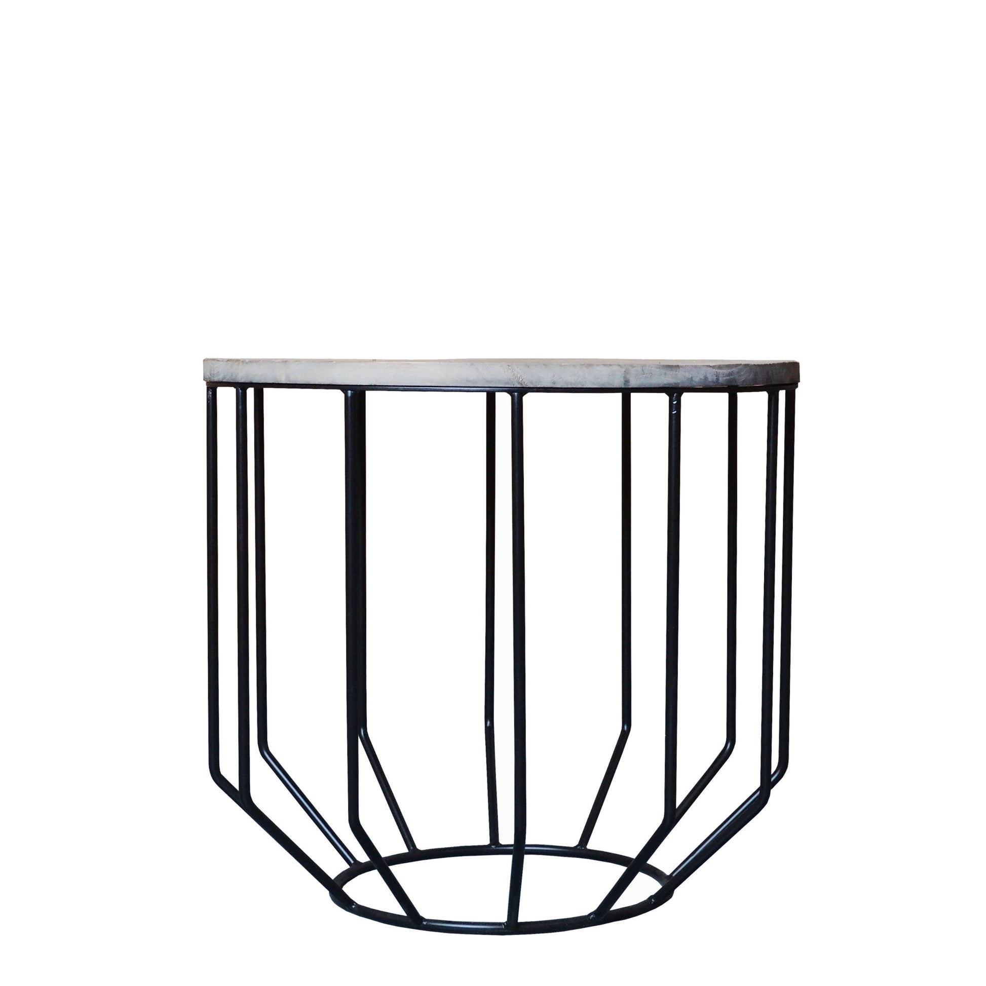 Black And Brown Solid Wood And Iron Round End Table By Homeroots | End Tables | Modishstore - 6