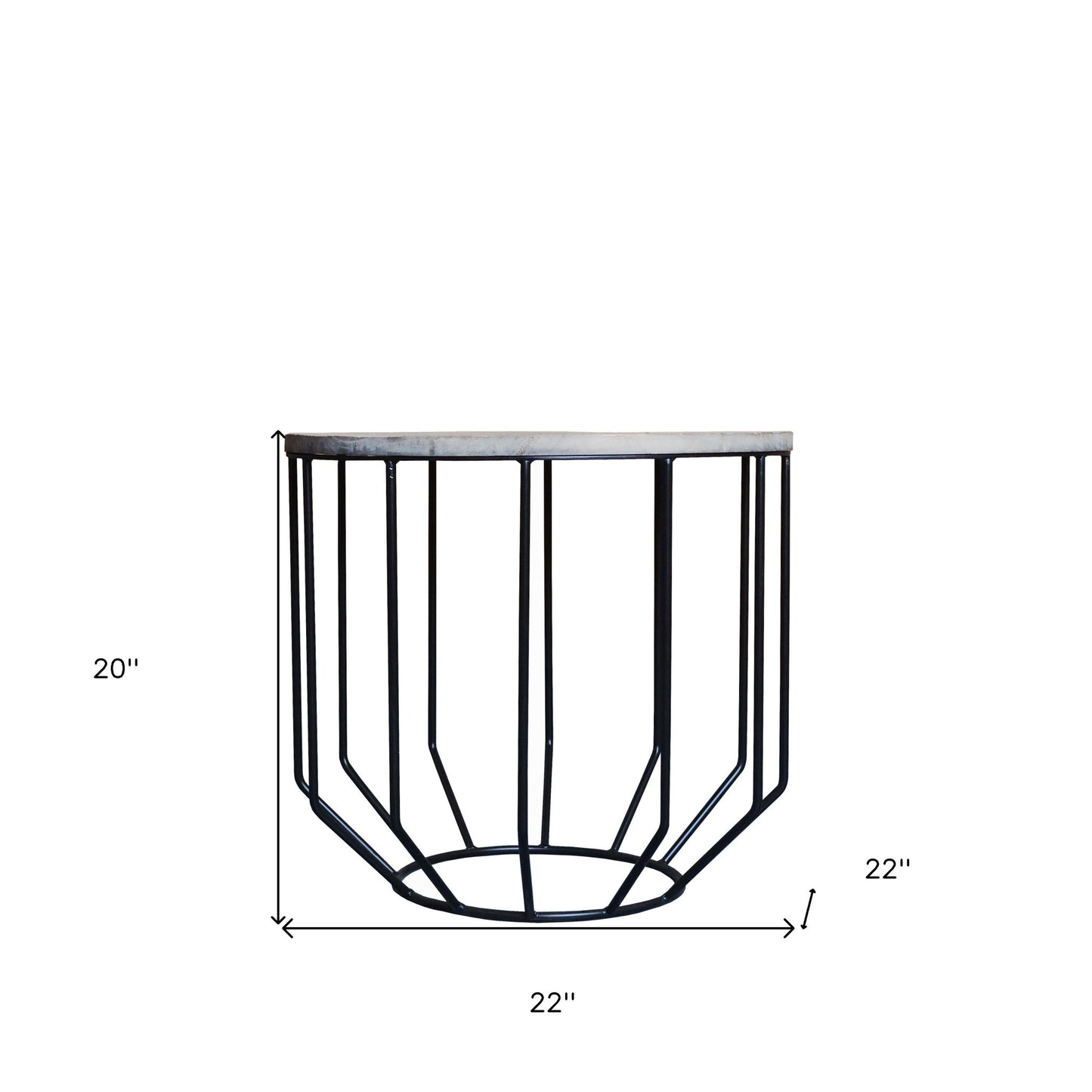 Black And Brown Solid Wood And Iron Round End Table By Homeroots | End Tables | Modishstore - 4