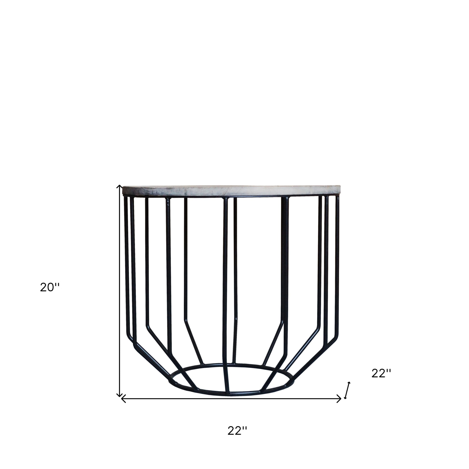 Black And Brown Solid Wood And Iron Round End Table By Homeroots | End Tables | Modishstore - 4