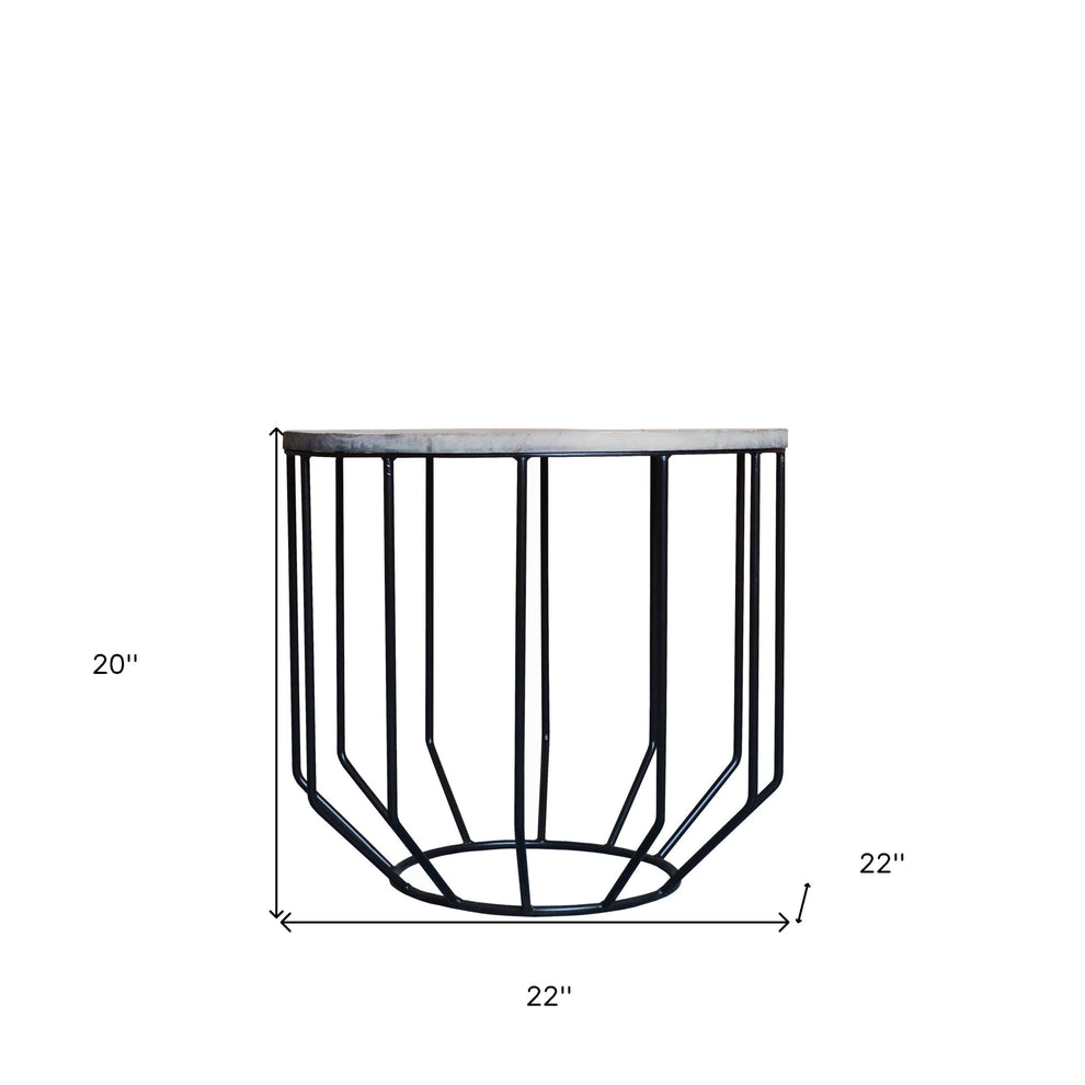 Black And Brown Solid Wood And Iron Round End Table By Homeroots | End Tables | Modishstore - 4