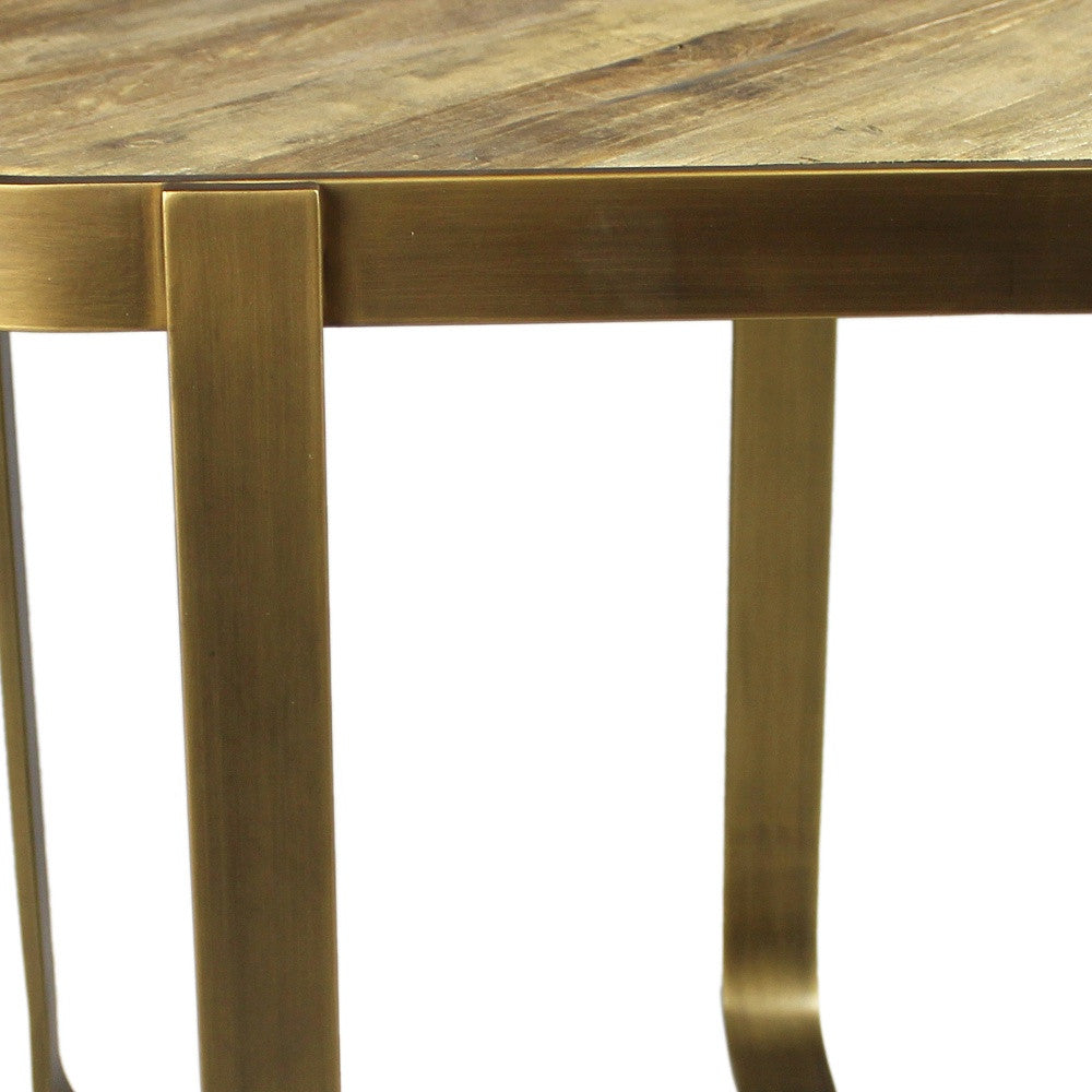 Brass And Brown Solid Wood And Iron Square End Table By Homeroots | End Tables | Modishstore - 5