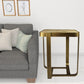 Brass And Brown Solid Wood And Iron Square End Table By Homeroots | End Tables | Modishstore - 2