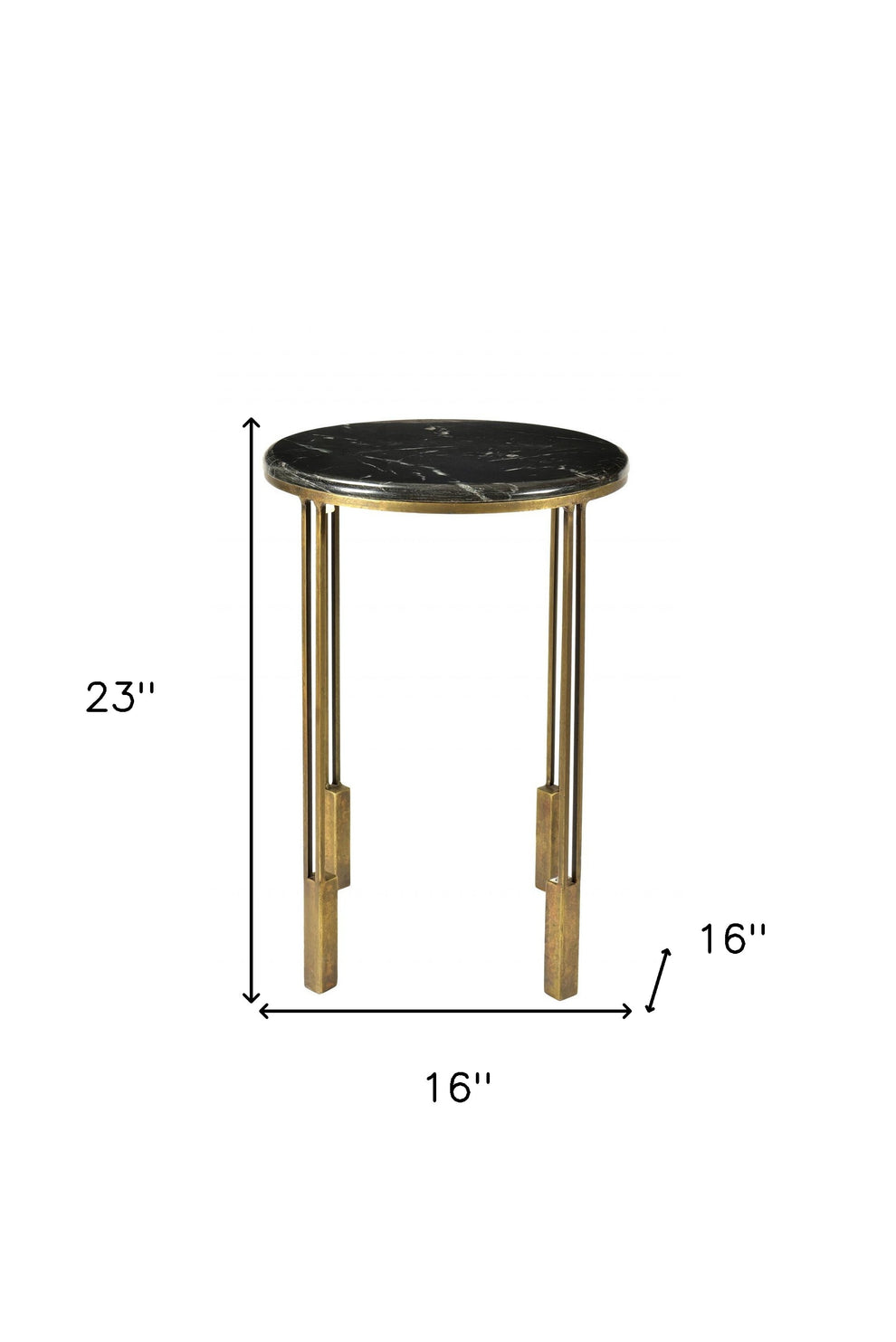 Gold And Black Marble And Iron Round End Table By Homeroots | End Tables | Modishstore - 6