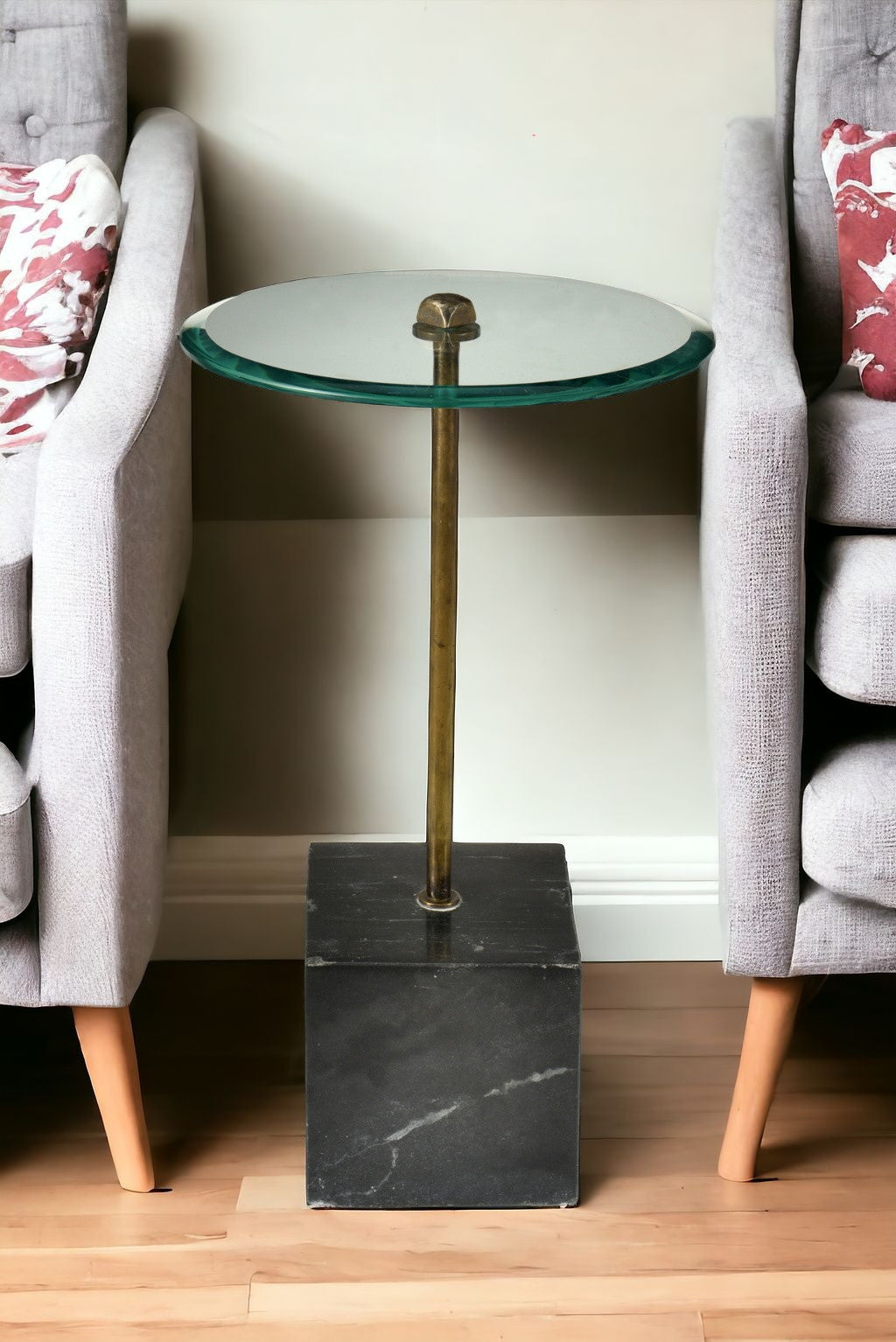 Black And Clear Glass Round End Table By Homeroots | End Tables | Modishstore - 5