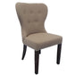 Taupe And Dark Brown Linen Tufted Side Chair By Homeroots | Accent Chairs | Modishstore - 1