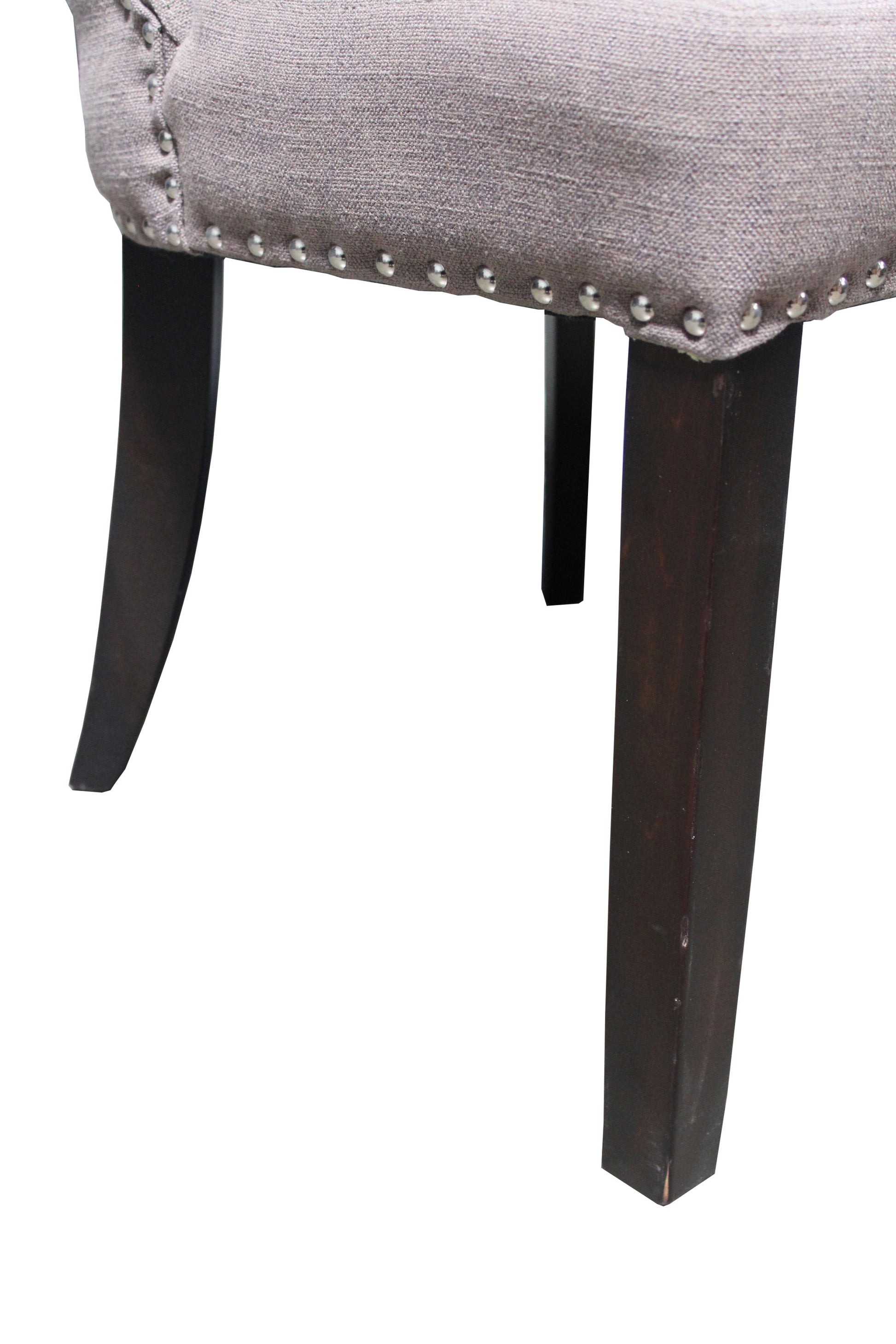 Taupe And Dark Brown Linen Tufted Side Chair By Homeroots | Accent Chairs | Modishstore - 4