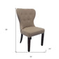 Taupe And Dark Brown Linen Tufted Side Chair By Homeroots | Accent Chairs | Modishstore - 2