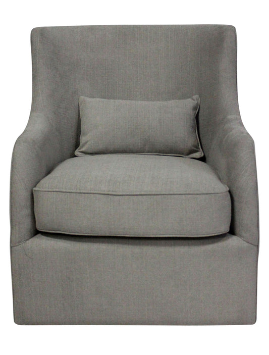 Gray Polyester Blend Solid Color Swivel Arm Chair By Homeroots | Accent Chairs | Modishstore - 1
