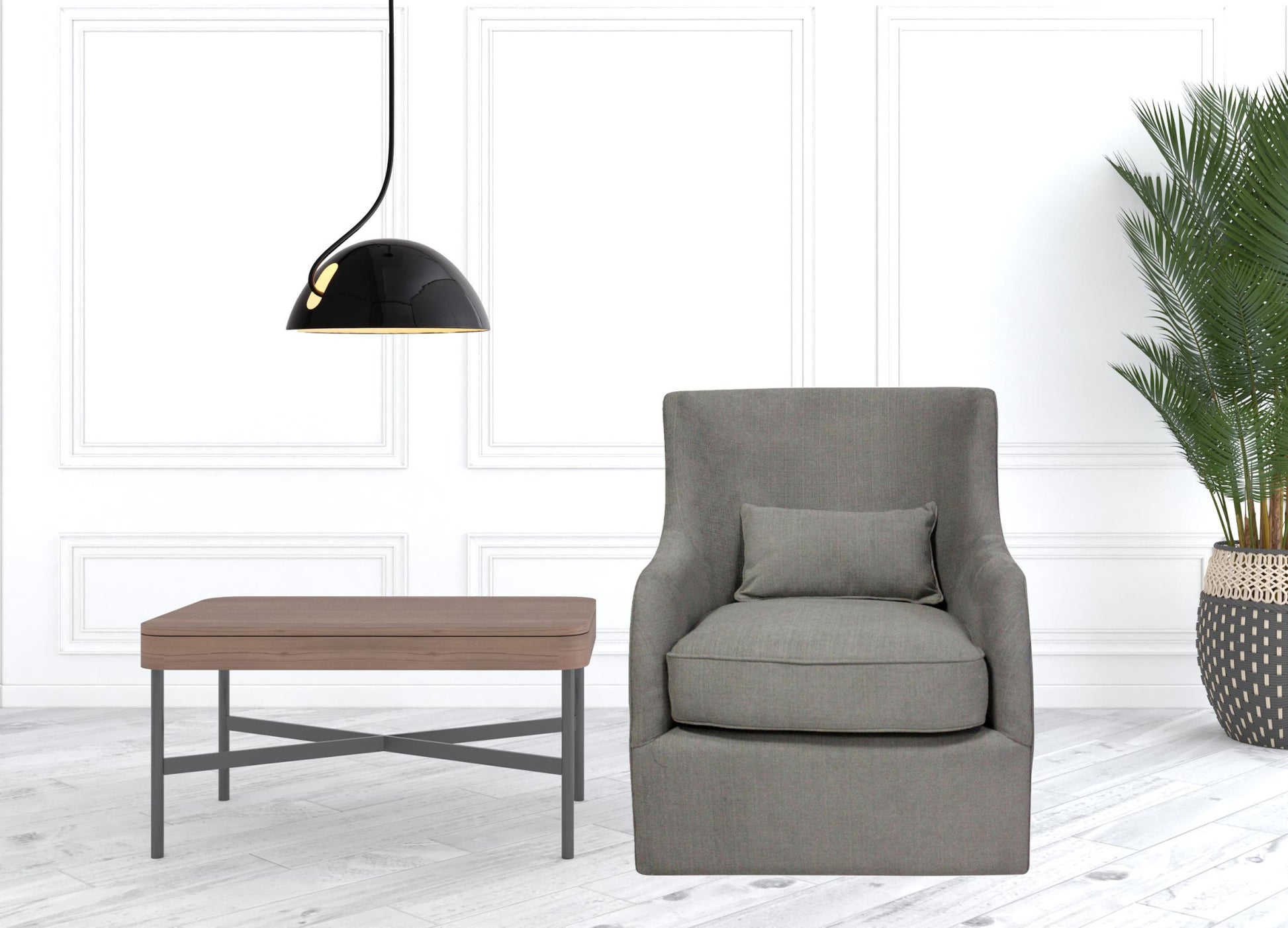 Gray Polyester Blend Solid Color Swivel Arm Chair By Homeroots | Accent Chairs | Modishstore - 4