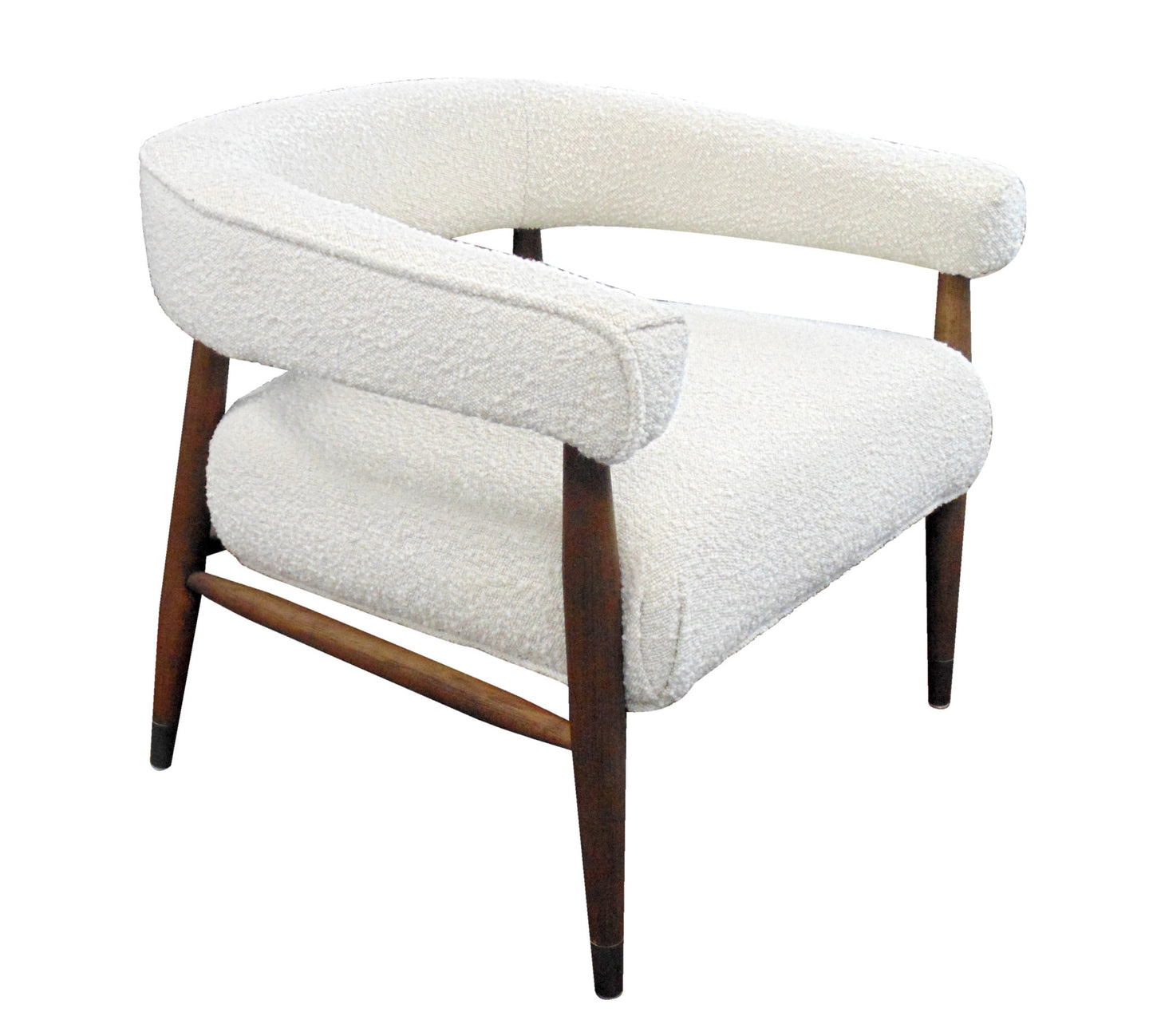 Ivory Polyester Blend And Brown Solid Color Arm Chair By Homeroots | Accent Chairs | Modishstore - 2