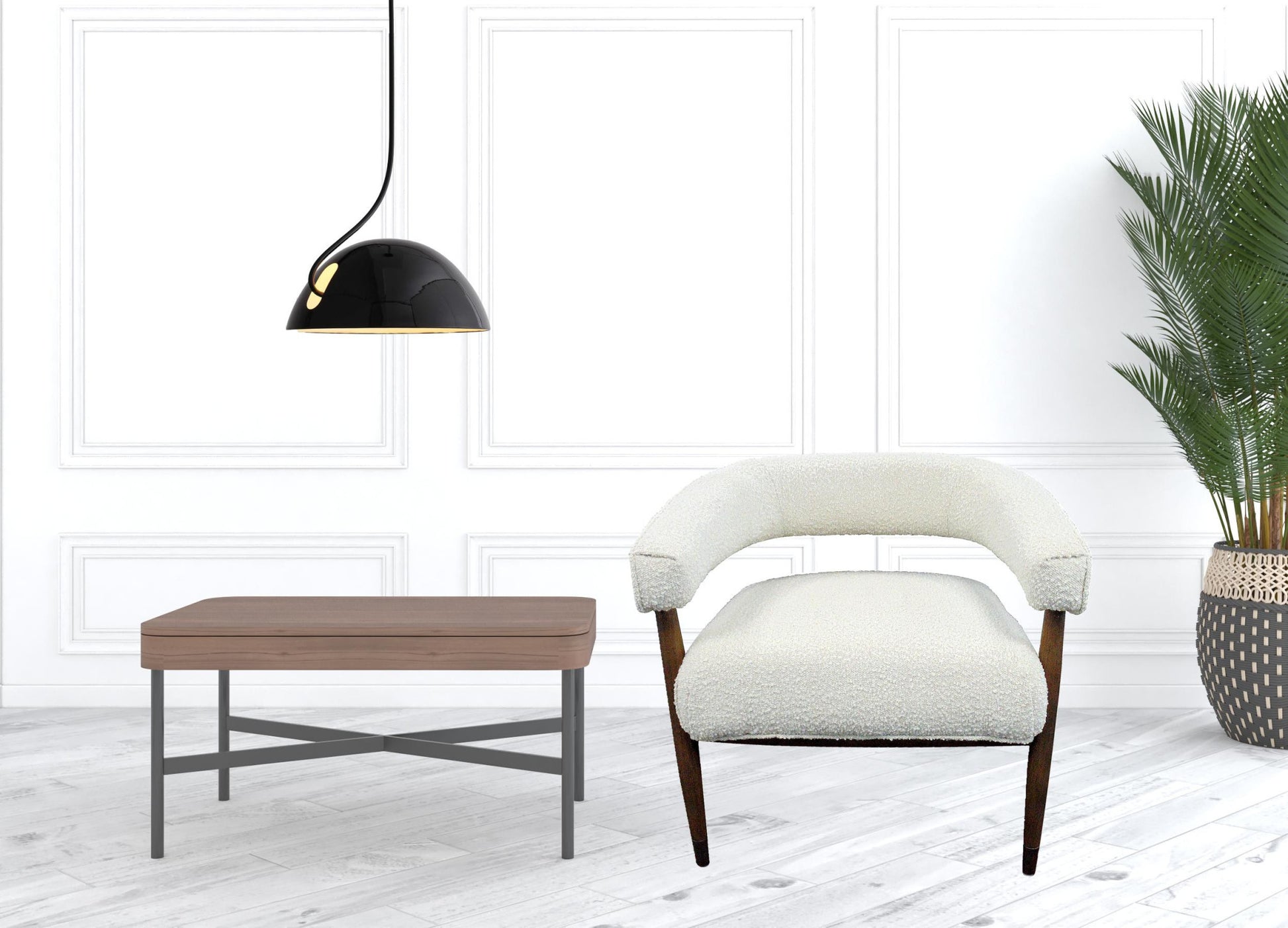 Ivory Polyester Blend And Brown Solid Color Arm Chair By Homeroots | Accent Chairs | Modishstore - 3