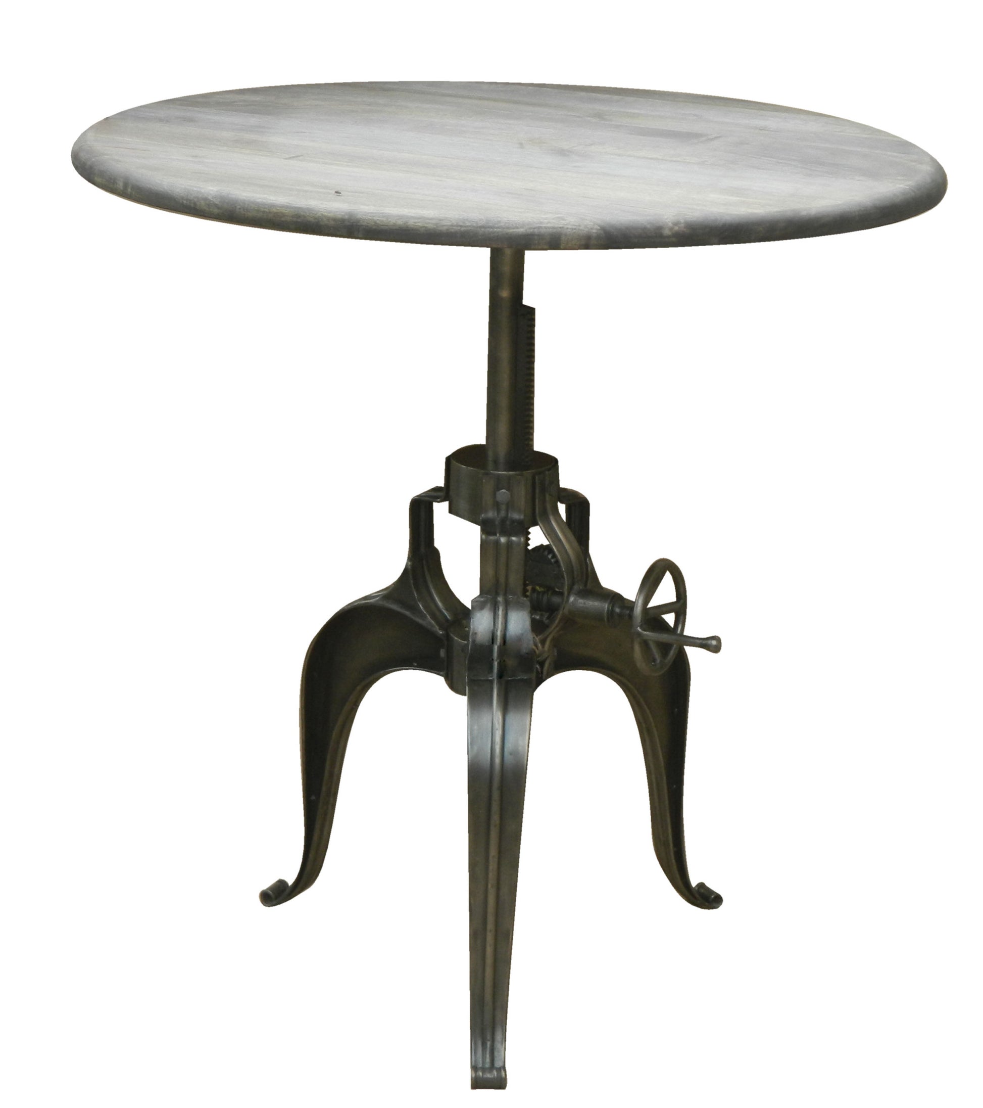 Gray And Silver Solid Wood And Iron Adjustable Height Dining Table By Homeroots | Dining Tables | Modishstore - 1