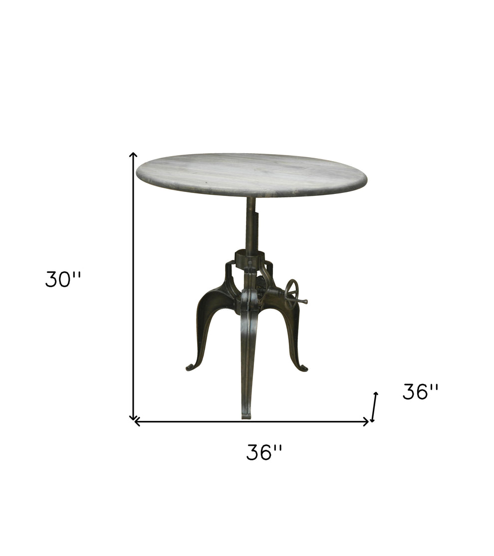 Gray And Silver Solid Wood And Iron Adjustable Height Dining Table By Homeroots | Dining Tables | Modishstore - 5