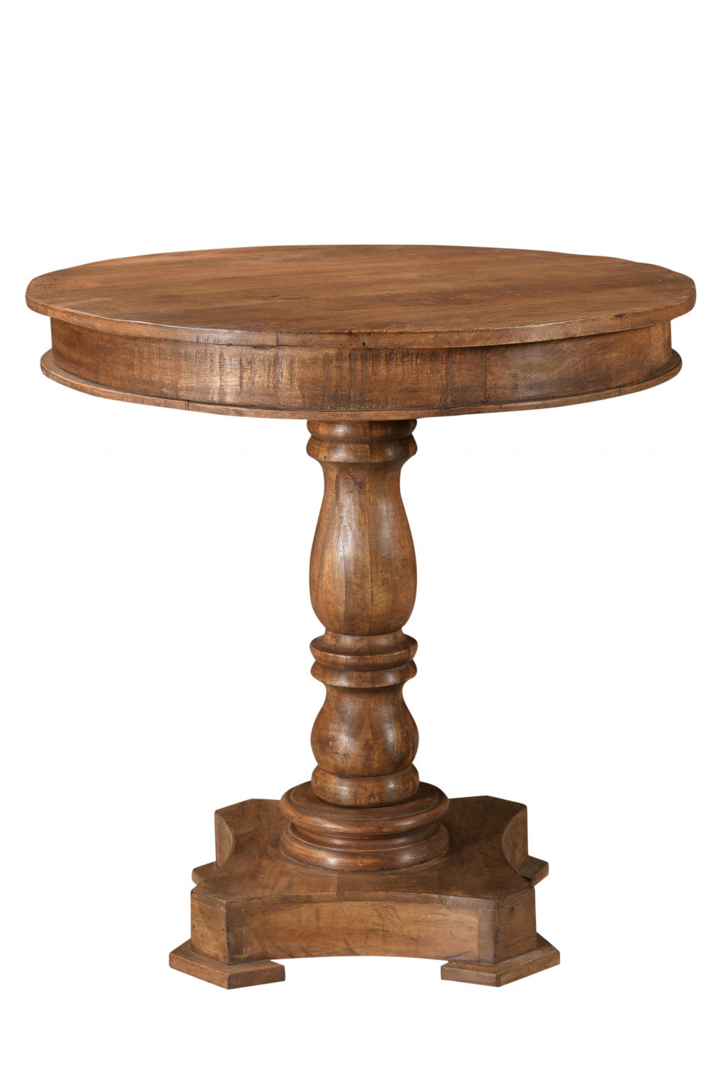 Wood Brown Rounded Solid Wood Pedestal Base Dining Table By Homeroots | Dining Tables | Modishstore - 2