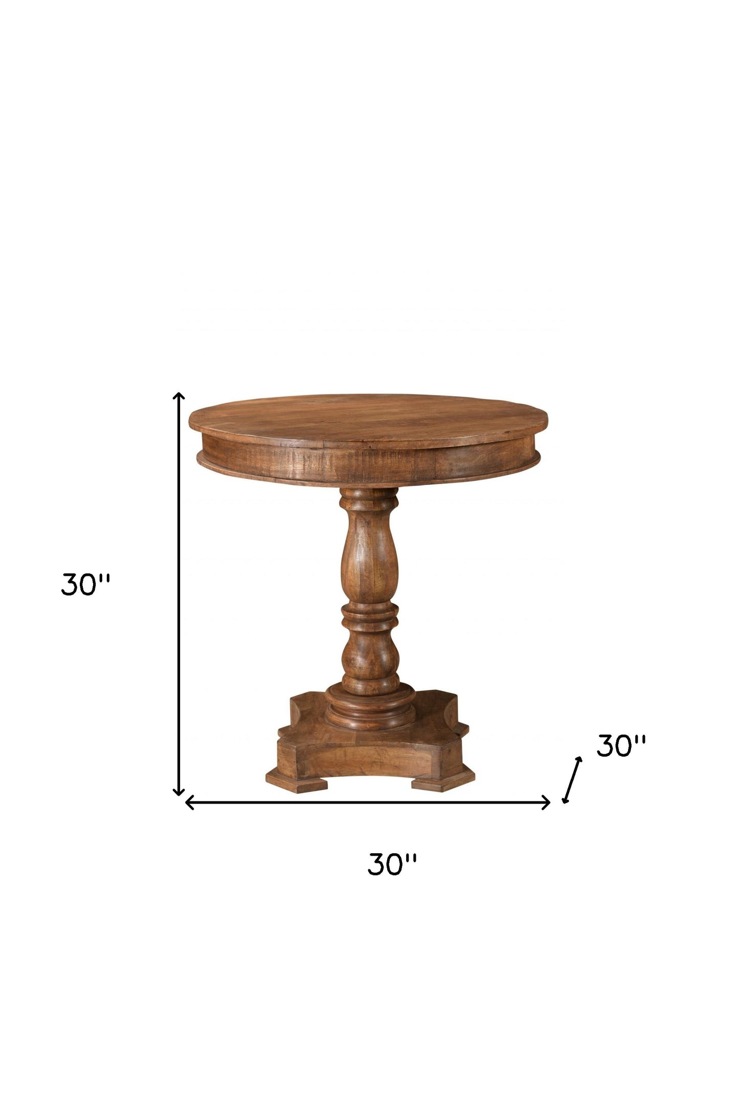 Wood Brown Rounded Solid Wood Pedestal Base Dining Table By Homeroots | Dining Tables | Modishstore - 5